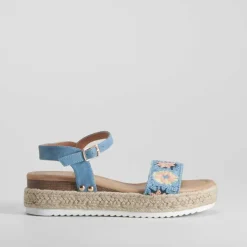 Outlet Sandalia plataforma yute azul OH GIRL Sandalias