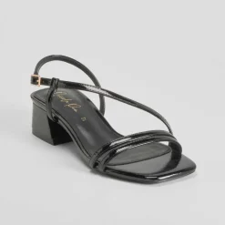 Sandalia tacón medio tiras negra PICCOLA PIU Mujer Sandalias Tacón