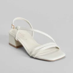 Online Sandalia tacón medio tiras blanca PICCOLA PIU Mujer Sandalias Tacón