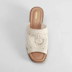 Online Sandalia tacón pala arena Mujer Sandalias Tacón