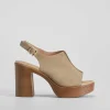 Discount Sandalia tacón plataforma beige Mujer Sandalias Plataforma|Sandalias Tacón