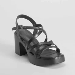 Discount Sandalia tacón tiras negra Mujer Sandalias Tacón