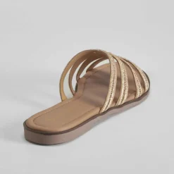 Sandalia tiras brillo oro PICCOLA PIU Mujer Sandalias Planas