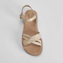 Sale Sandalia tiras cruzada beige Mujer Sandalias Planas