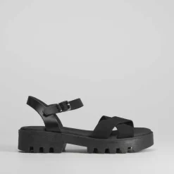 Clearance Sandalia track de piel Mujer Sandalias Tacón