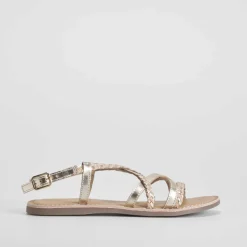 Hot Sandalia trenzada piel oro OH GIRL Sandalias