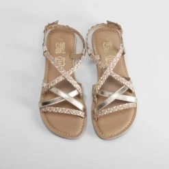 Hot Sandalia trenzada piel oro OH GIRL Sandalias