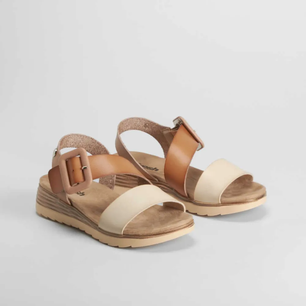 Best Sandalia tricolor taupe Mujer Sandalias Planas