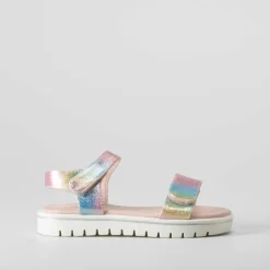 Clearance Sandalia velcro brillo color plata OH GIRL Sandalias