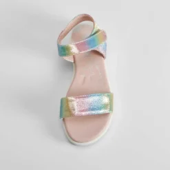 Clearance Sandalia velcro brillo color plata OH GIRL Sandalias
