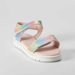 Clearance Sandalia velcro brillo color plata OH GIRL Sandalias