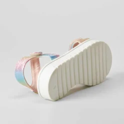 Clearance Sandalia velcro brillo color plata OH GIRL Sandalias