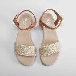 Hot Sandalia yute blanca tira marrón OH GIRL Sandalias