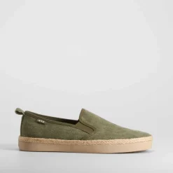 Outlet Slip on de lona y yute verde Hombre Zapatillas Lona