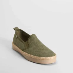 Outlet Slip on de lona y yute verde Hombre Zapatillas Lona
