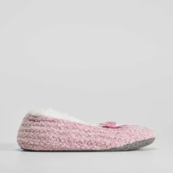 Sale Slippers de mujer forradas rosa lazo Mujer Calcetines|Zapatillas Casa