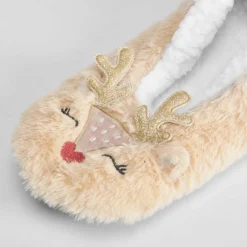 Outlet Slippers de mujer renos beige Calcetines