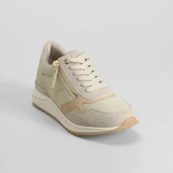 Outlet Sneaker cremallera Shock Absorber beige Mujer Sneakers