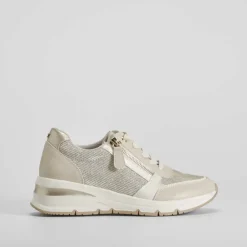 Discount Sneaker cuña con cordón oro Mujer Sneakers