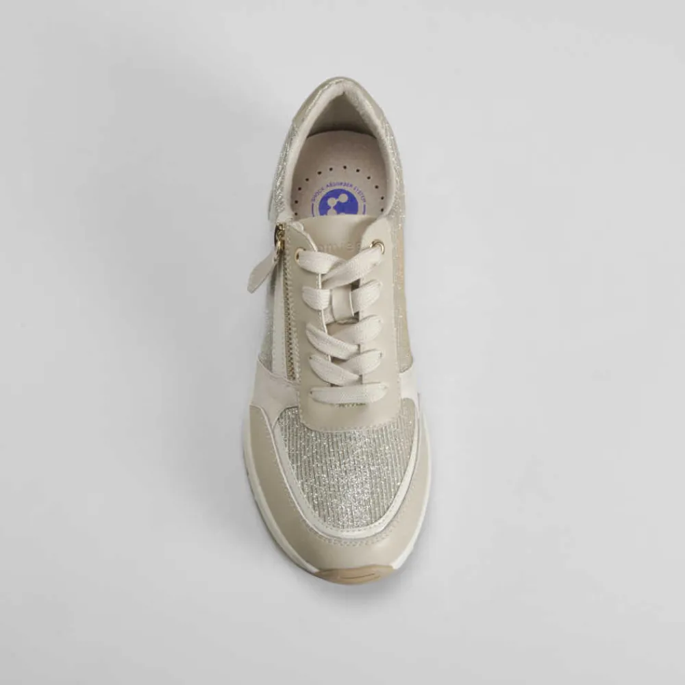 Discount Sneaker cuña con cordón oro Mujer Sneakers