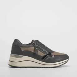 Sale Sneaker cuña elástico negro Mujer Sneakers