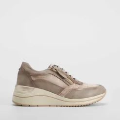 New Sneaker cuña elástico taupe Mujer Sneakers