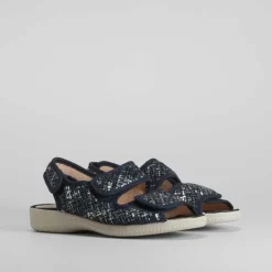 Hot Zapatilla abierta con velcros azul Mujer Zapatillas Casa