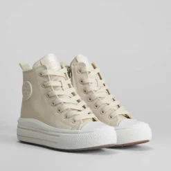 Discount Zapatilla alta beige cremallera Zapatillas Altas