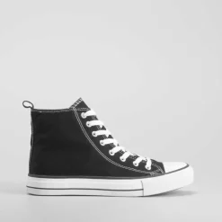 Clearance Zapatilla alta lona negra Hombre Zapatillas Lona