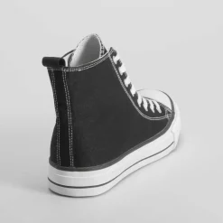 Clearance Zapatilla alta lona negra Hombre Zapatillas Lona