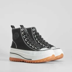 New Zapatilla alta plataforma dentada Mujer Zapatillas Lona|Zapatillas Altas