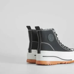 New Zapatilla alta plataforma dentada Mujer Zapatillas Lona|Zapatillas Altas