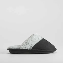 Online Zapatilla casa abierta pelo negra Mujer Zapatillas Casa