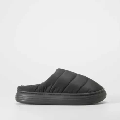 Hot Zapatilla casa acolchada negra Hombre Zapatillas Abiertas