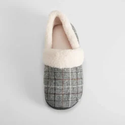 Zapatilla casa cerrada cálido cuadros negra Hombre Zapatillas Cerradas