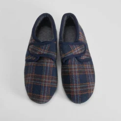 Best Zapatilla casa cerrada cuadros velcro azul Hombre Zapatillas Cerradas