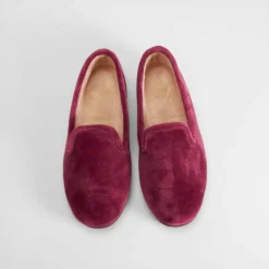 Outlet Zapatilla casa cerrada terciopelo burdeos Mujer Zapatillas Casa