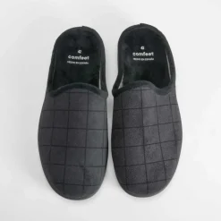 Hot Zapatilla casa cuadros negra Hombre Zapatillas Abiertas