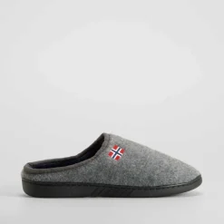 Hot Zapatilla casa felpa bandera gris Hombre Zapatillas Abiertas