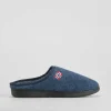 Online Zapatilla casa felpa bandera azul Hombre Zapatillas Abiertas