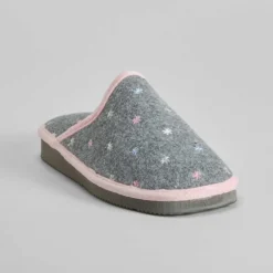 New Zapatilla casa florecitas gris Mujer Zapatillas Casa