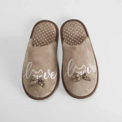 Outlet Zapatilla casa gato y topos taupe Mujer Zapatillas Casa