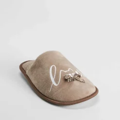 Outlet Zapatilla casa gato y topos taupe Mujer Zapatillas Casa
