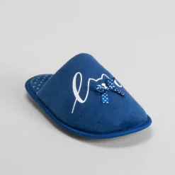 New Zapatilla casa gato y topos azul Mujer Zapatillas Casa