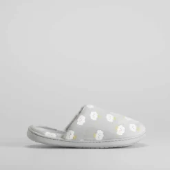 Online Zapatilla casa gris abierta estampado Mujer Zapatillas Casa