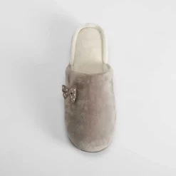Hot Zapatilla casa lazo y topos taupe Mujer Zapatillas Casa