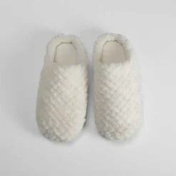 Outlet Zapatilla casa pelo grabada blanca Mujer Zapatillas Casa