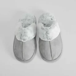 Online Zapatilla casa pelo gris Mujer Zapatillas Casa