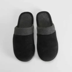 New Zapatilla casa terciopelo negra Hombre Zapatillas Abiertas