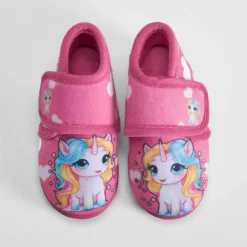 Sale Zapatilla cerrada velcro unicornio bebé rosa Zapatillas Casa